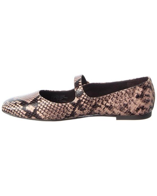 Tory Burch Brown Selby Mary Jane Snake-Embossed Leather Ballet Flat