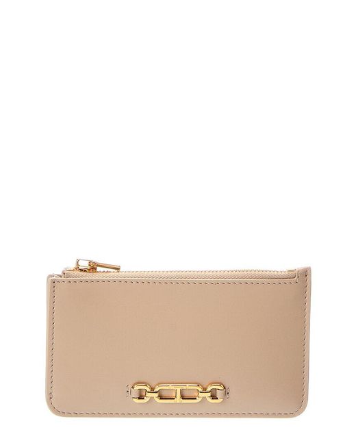 Tom Ford Natural Palmellato Leather Zip Card Holder