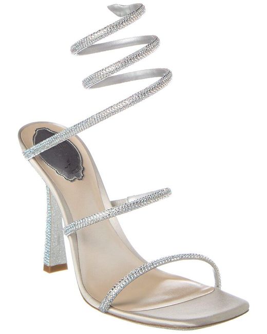 Rene Caovilla Cleo Satin Sandal in Silver (White) | Lyst