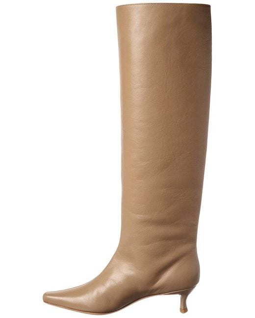 By Far Brown Stevie Kitten Leather Knee-high Boot