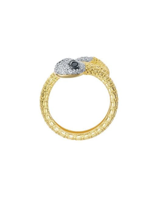 Rachel Glauber Metallic 14K Plated Cz Snake Design Ring