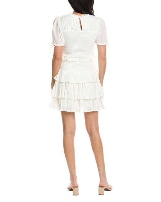 Seraphin White Tiered Ruffle Mini Dress