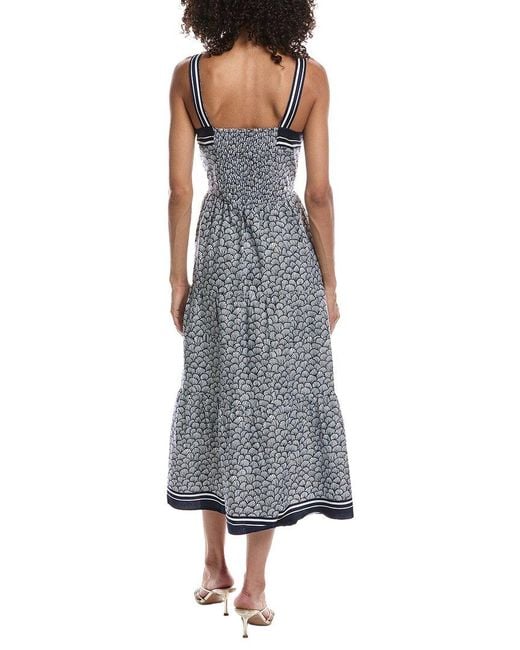 Cece Blue Tank Square Neck Tiered Maxi Dress