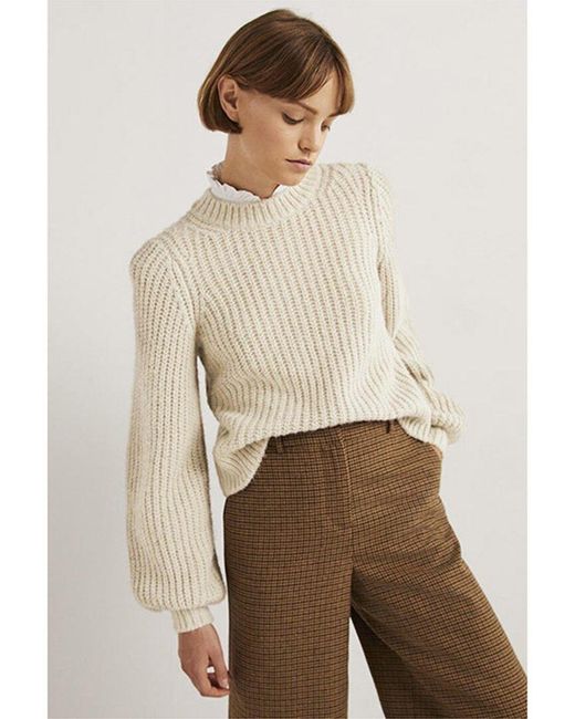 Boden Natural Chunky Ribbed Wool & Alpaca-blend Jumper