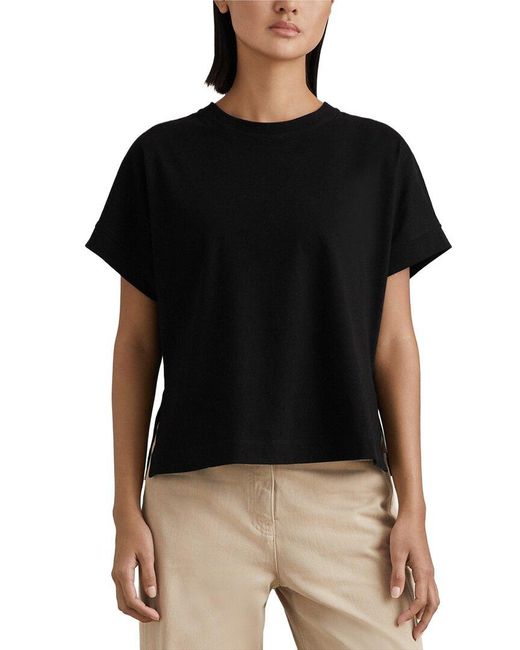Reiss Black Lois Midweight Basic T-Shirt