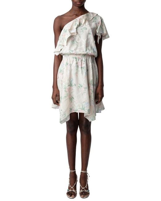 Zadig & Voltaire White Robbie Jac Chaines Faded Silk Dress