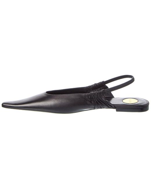 Saint Laurent Black Anne Marie Leather Slingback Ballerina Flat
