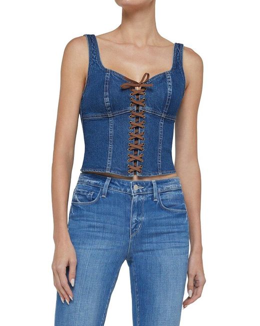L'Agence Blue Nayeli Corset Tank Top