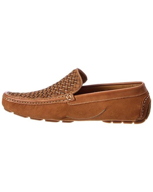 Donald J Pliner Brown Damiano Woven Leather & Suede Loafer for men
