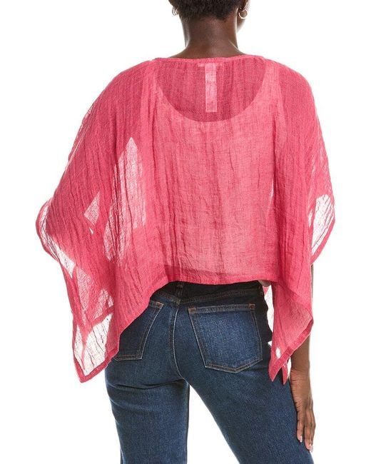 Eileen Fisher Red Bateau Neck Linen Top