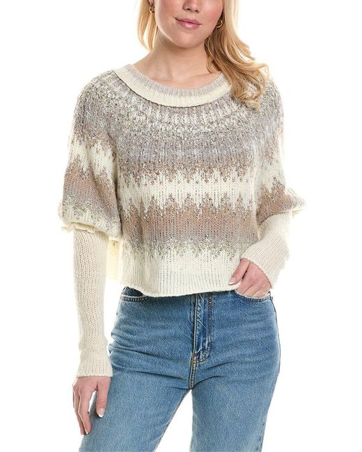 Free People Gray Home For The Holidays Wool-blend Sweater
