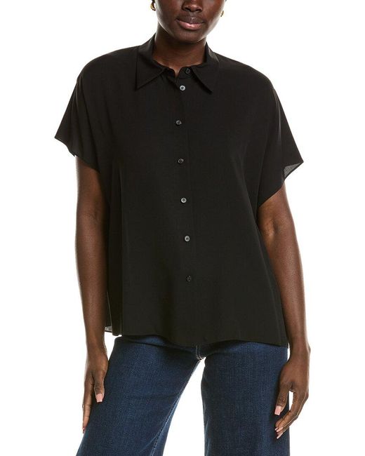 Lafayette 148 New York Black Dolman Sleeve Oversized Blouse