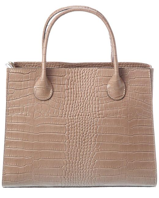 Italian Leather Brown Top Handle Tote
