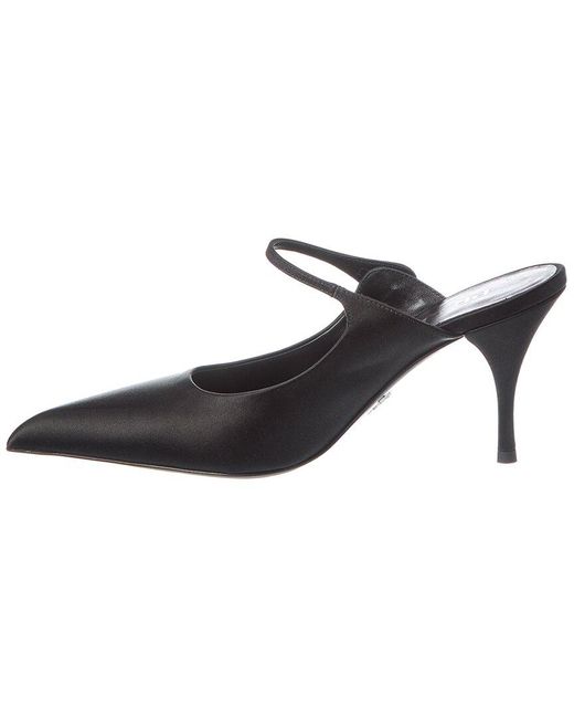 Prada Black Satin Pointy-Toe Mule