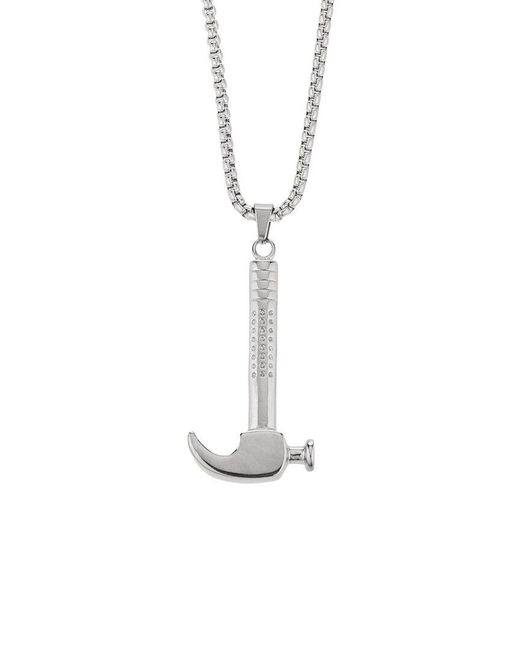 Eye Candy LA White Johnny Hammer Pendant Drop Necklace