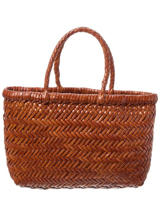 Dragon Diffusion Brown Flat Gora Mini Leather Basket Bag