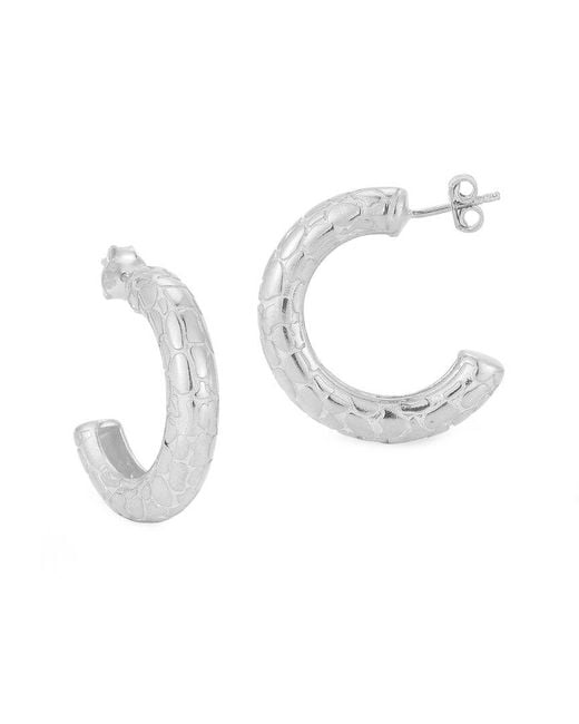 Chloe and Madison White Silver Hammered Hoops