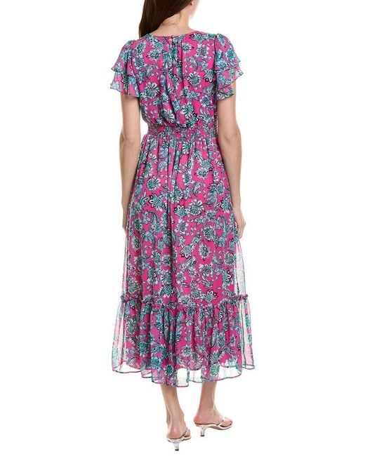 Cece Purple Double Ruffle Maxi Dress