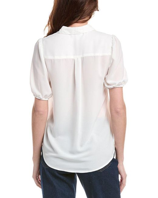 Nanette Lepore White Puff Sleeve Top