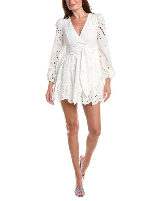 Avec Les Filles White Long Sleeve Tie Waist Skort