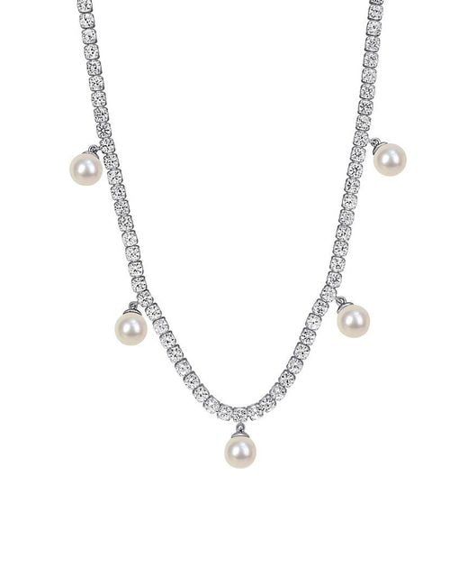 Rina Limor Metallic 9.24 Ct. Tw. Lab-Grown Gemstone & 6-6.5Mm Pearl Necklace