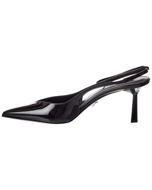 Prada Black Patent Pointy-Toe Slingback Pump