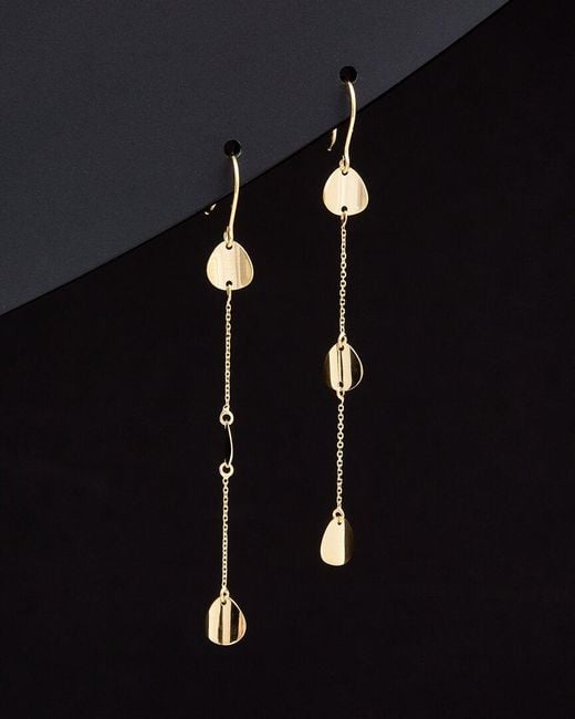 Italian Gold Black 14k Petals Dangle Earrings