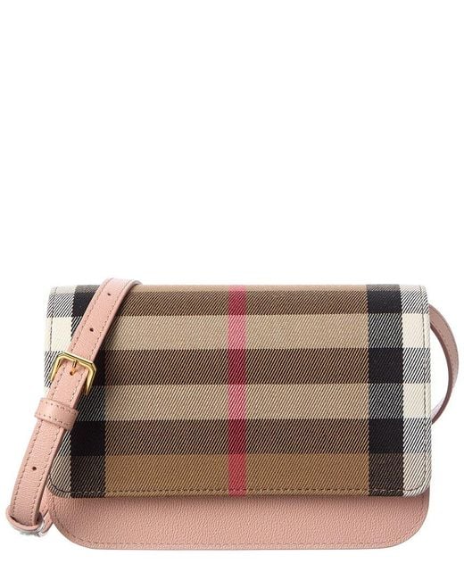 Burberry Brown Check Cotton & Leather Shoulder Bag