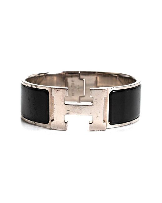 Hermès Black Palladium Clic Clac H Enamel Bracelet (Authentic Pre-Owned)