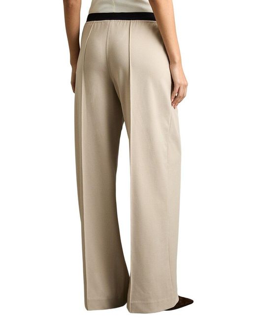 Reiss Natural Lucia Wide Waistband Wide Leg Trouser