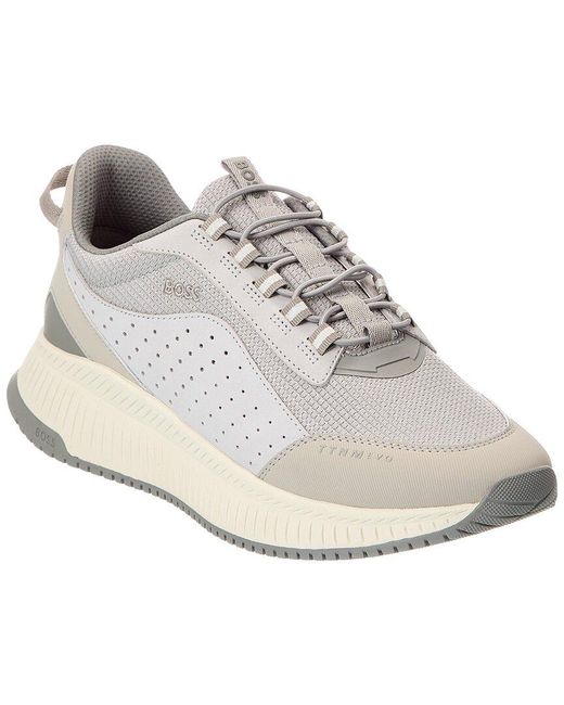 Boss White Ttnm Evo Leather Sneaker for men