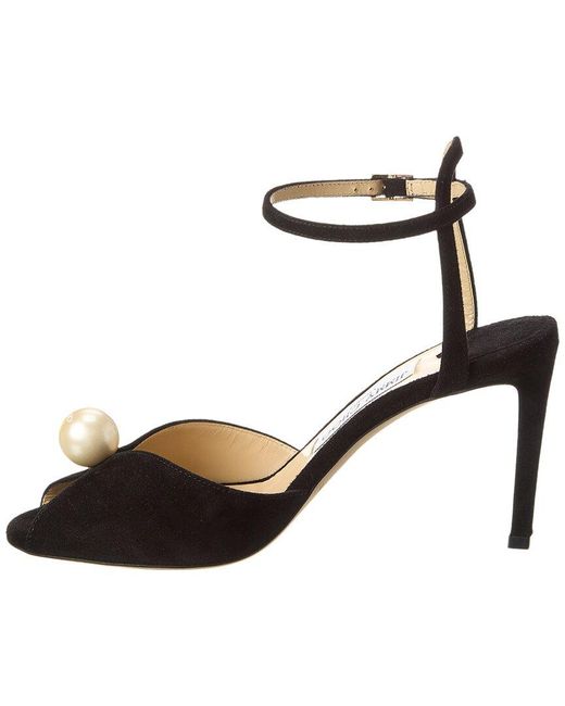 Jimmy Choo Black Sacora 85 Suede Sandal