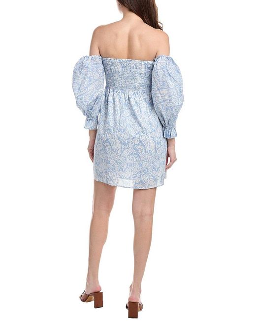 SERENETTE Blue Smocked Mini Dress