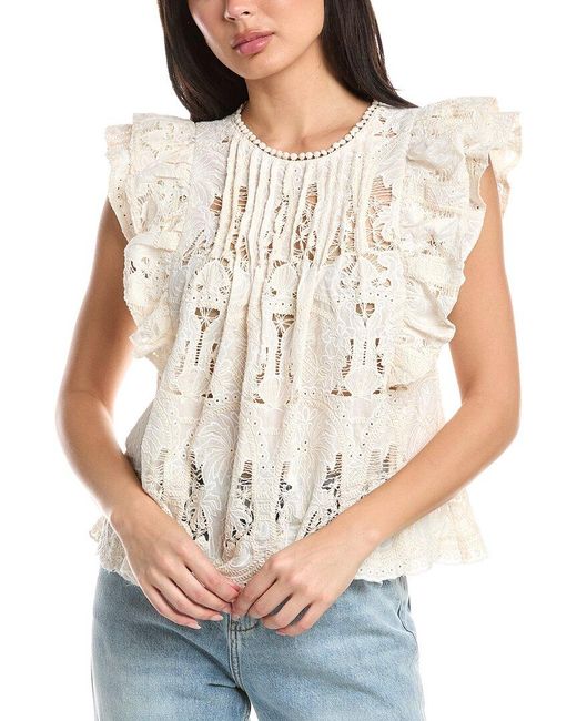 Stellah White Hannah Novelty Lace Top