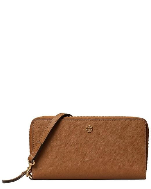 Tory Burch Brown Emerson Zip Leather Continental Wallet