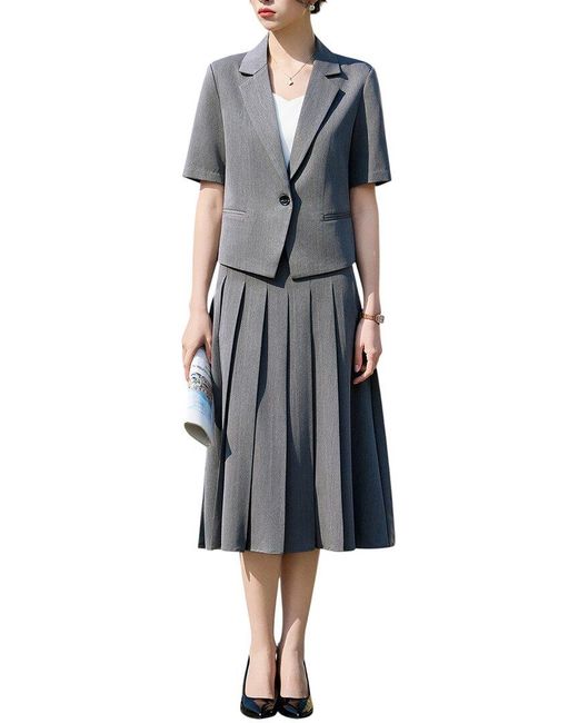 Bossy Chic Blue 2Pc Blazer & Skirt Set