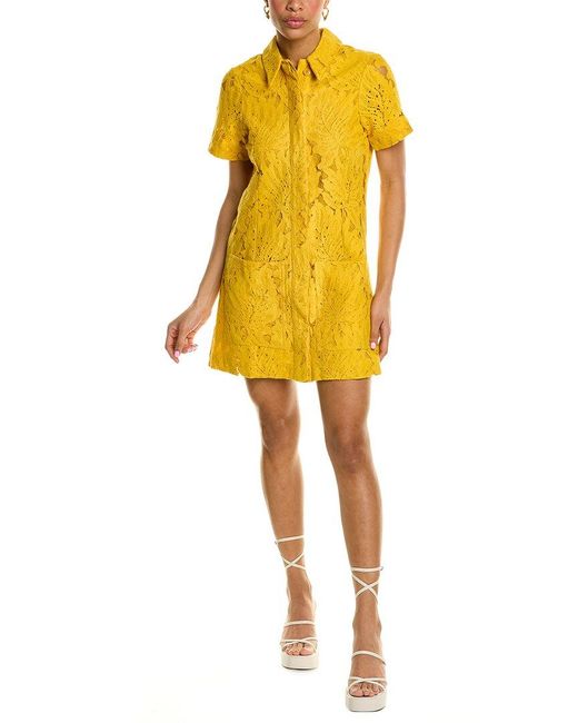 Ted Baker Yellow Lace Shirtdress