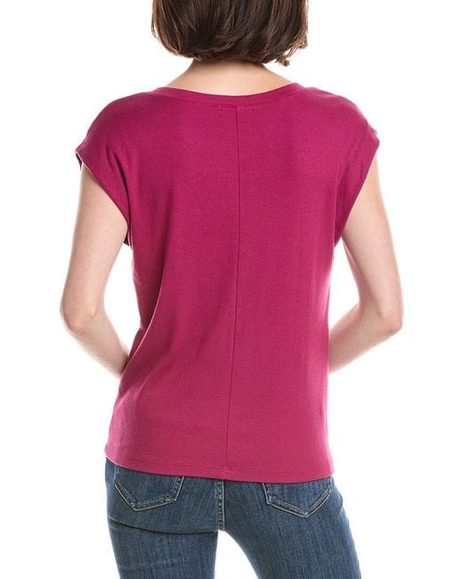 Michael Stars Red Tati Power Shoulder Top