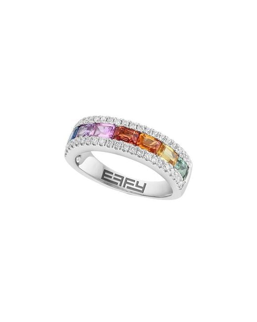 Effy Fine Jewelry White 14K 2.05 Ct. Tw. Diamond & Multi Sapphire Ring