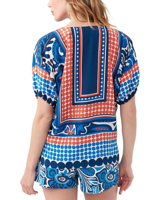 Trina Turk Blue Floria Tunic Top