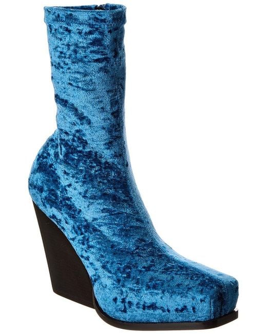 Stella McCartney Blue Cowboy Crushed Velvet Boot
