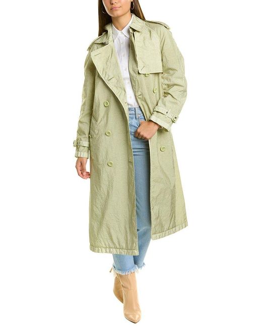 Burberry Green Garment Dyed Nylon Trench Coat