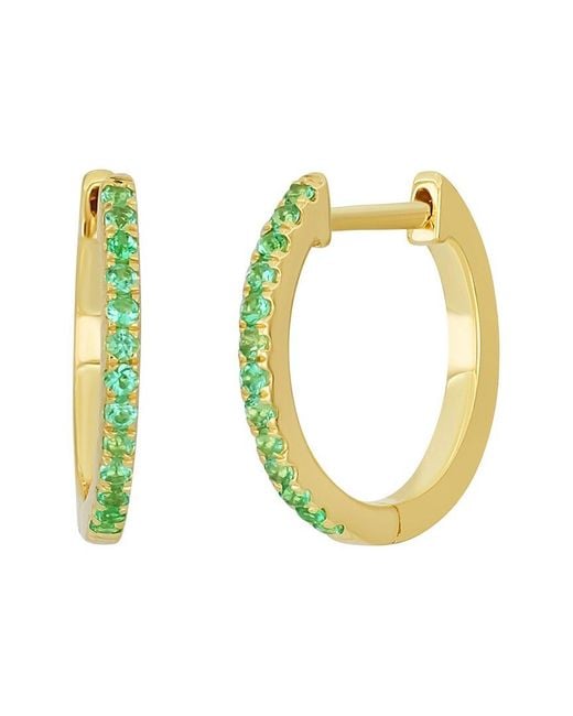 Bony Levy Metallic El Mar 18K 0.14 Ct. Tw. 26 Emerald Hoop Earrings