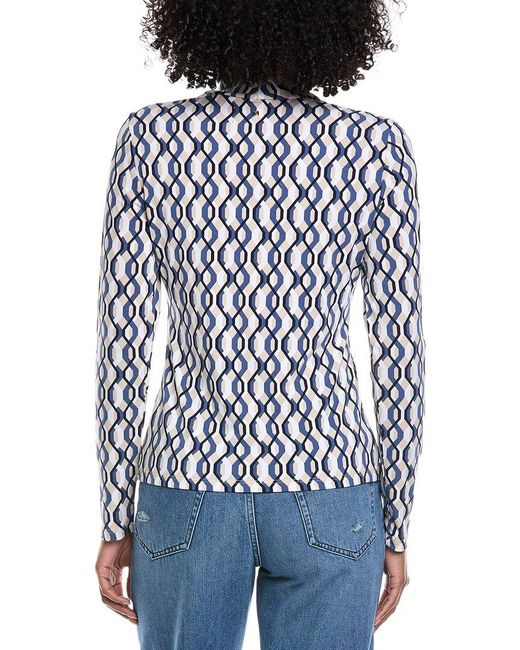 Laundry by Shelli Segal Blue Long Sleeve Mock Neck Top