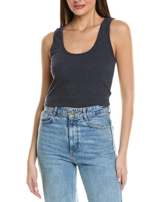Project Social T Blue Just Relax Heathered Seamed Rib Top