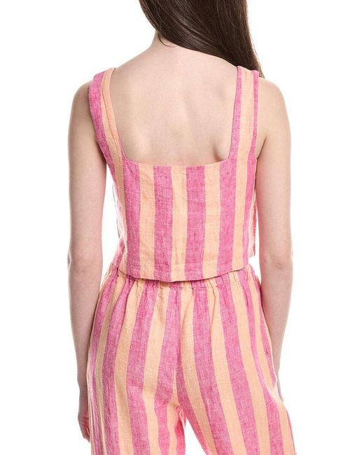 Electric and Rose Pink Linen Boxy Tank