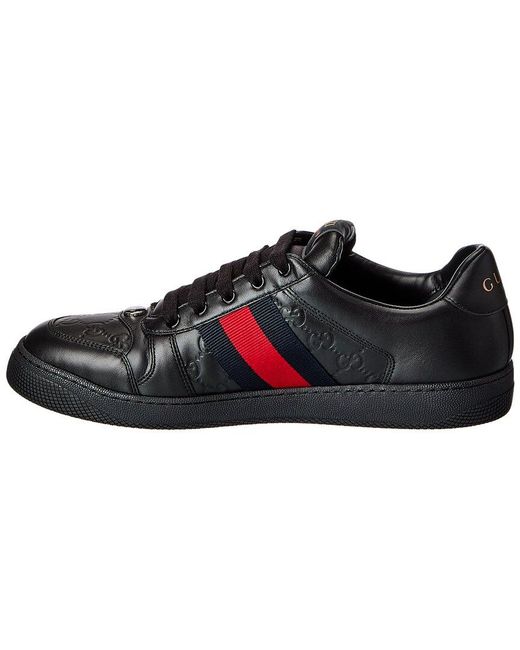 Gucci Black Screener Trainer Leather Sneaker for men