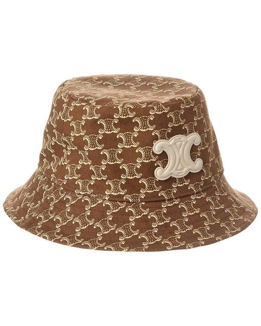 Céline Brown Logo Linen-Blend Bucket Hat
