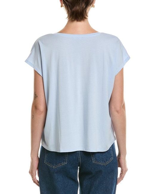 Eileen Fisher Blue V-Neck Square Top