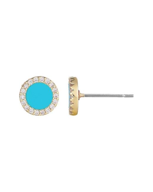 Adornia Blue 14K Plated Cz Circle Halo Stud Earrings